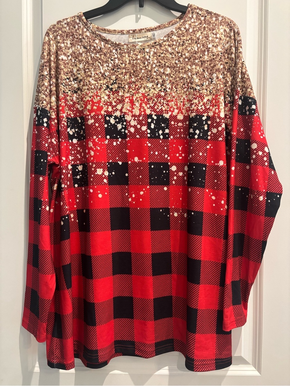 Southern Stitch Buffalo Plaid Long Sleeve Top 1X NWT PLUS SIZE
